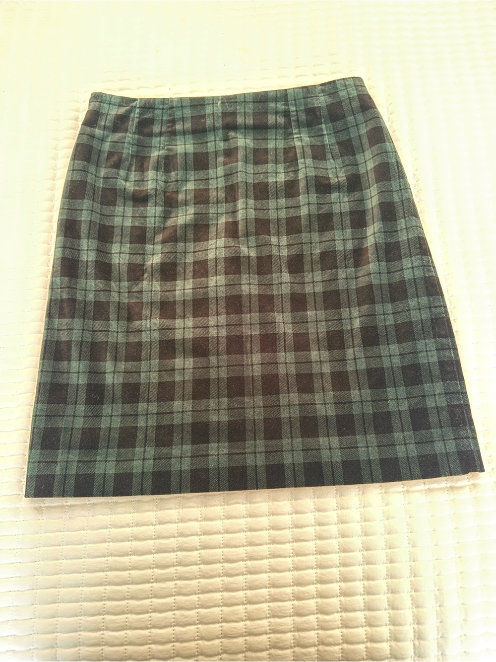 Talbots Green and Black Plaid Mini Skirt